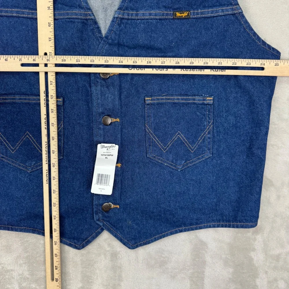 Wrangler Mens Western Denim Vest XL NWT Unlined Blue Jeans Cowboy 1074130PW